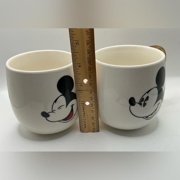 2 Disney Mickey Mouse Mugs with Red and Gold Accents porcelain - Picture 5 of 5